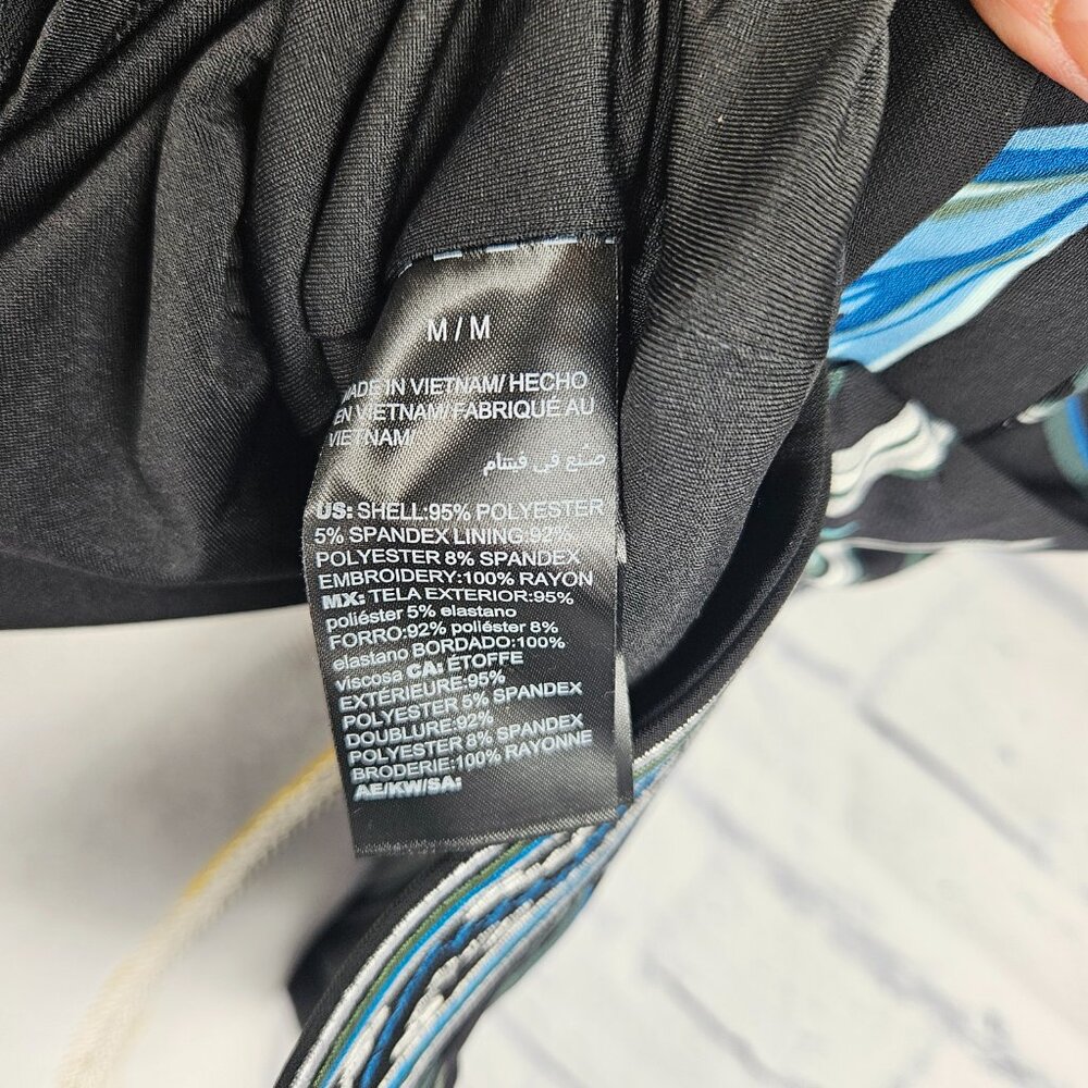 NWT White House Black Market Size M Teal Palm Print Sleeveless Sheath Dress $120 - Picture 10 of 12